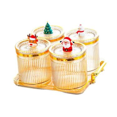 Imagem de Bothyi Bandeja para frutas secas com tampa, prato para servir aperitivos, elegante recipiente para doces e salgadinhos, potes para temperos na cozinha, ideal, 4 Grades