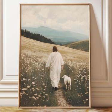 Imagem de Arte de parede Jesus e cordeiro, crença religiosa, pôster abstrato, cristão, pintura moderna de Jesus, histórias, arte de parede, arte de Deus, vintage, imagem cristã, abstrata, paisagem, impressões