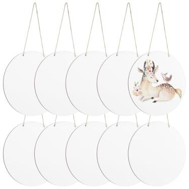 Imagem de Pacote com 10 cartuchos de madeira de 30,5 cm com furos para pendurar, placas de alumínio de sublimação para decorações de porta DIY e ornamentos personalizados