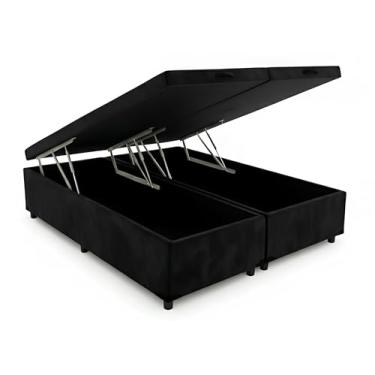 Imagem de Cama Box Baú Casal Bipartido 69 Blindado Diversas Cores - (138x188x42) (Suede Preto)