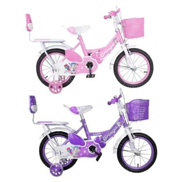 Imagem de Bicicleta Infantil Aro 14 Quadro Adesivado Rodas De Descanso (Lilás)