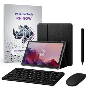 Imagem de Kit Capa Preta Slim para Lenovo Tab M9: Película de vidro + Caneta Precision + Teclado + Mouse Preto