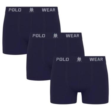 Imagem de Kit 3 Cuecas Boxer Polo Wear Masculina, P, Marinho
