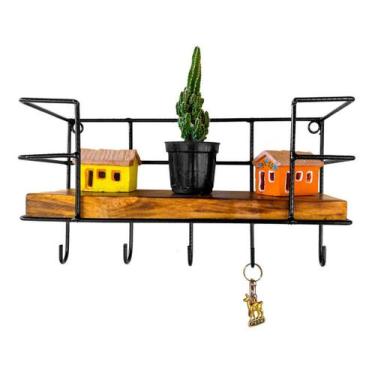 Imagem de Prateleira Porta Chaves Cesta Organizadora Pendurar Parede - Estilo Rú