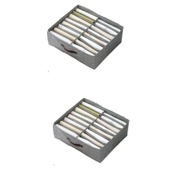 Imagem de kit com 2 Organizador Multiuso com 16 Divisórias, Cinza, TNT Poliéster Polipropileno, Dobrável, 17x46x40cm, para Gavetas Roupas Lingerie Acessórios