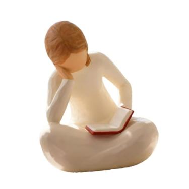 Imagem de XLWLLNJ Estátua de Pensadora Lendo, Escultura Moderna em Resina, Estátua Estética de Lendo para Mesa de Quarto, Ideal para Mulheres Leitoras.