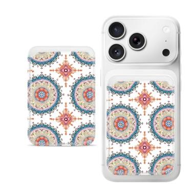 Imagem de Suporte magnético para iPhone, carteira fina de couro PU, capa para cartão, capa traseira para cartão, acessório de telefone fofo