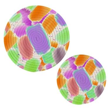 Imagem de Wassud Traços de pincel de aquarela para pratos quentes, suportes de panela redondos, almofadas quentes de algodão, porta-copos elegantes, decoração de cozinha e acessórios, 2 peças