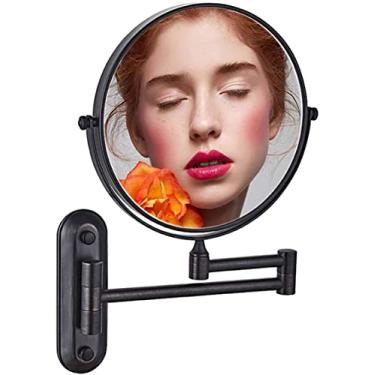 Imagem de Espelho de maquiagem com ampliação de parede 5X, espelho de maquiagem redondo espelho de banheiro, espelho de maquiagem dupla face de rotação 360