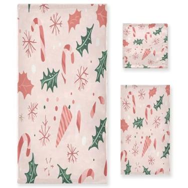 Imagem de Wassud Conjunto de 3 toalhas de banho, toalhas super macias e absorventes de folhas de azevinho para banheiro, toalhas de banho de secagem rápida, toalha de banho para academia, spa, hotel