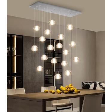 Imagem de Lustre de cristal com 18 luzes para sala de estar e sala de jantar, luminárias pendentes de LED, lustre para hall de entrada, cor prata.