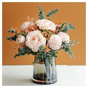 Imagem de Flores artificiais flores artificiais segurando buquês simulação flores decoração mesa configuração flores sala de estar varanda arranjo de flores decoração arranjos florais