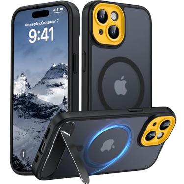 Imagem de AMILIFECASES Capa magnética compatível com iPhone 15, [suporte invisível embutido] [compatível com MagSafe] [proteção total da câmera] Capa de celular fosca translúcida para iPhone 15 de 6,1 polegadas