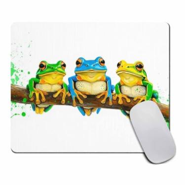 Imagem de Mousepad Amcove Mousepad sapo impressão aquarela Mousepad animal branco Mousepad professores presente mouse pad mesa acessórios mouse tapete