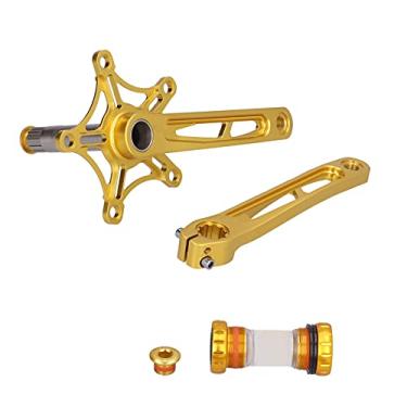 Imagem de KIMISS Apto para Bicicleta de Estrada Onepiece 130bcd Pedaleira-conjunto de Braço de Manivela Oco de Liga de Alumínio para Bicicletas Dobráveis ​​ (Ouro)