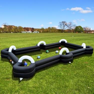 Imagem de OZIS Bola de bilhar inflável de futebol para piscina gigante de futebol e bilhar com soprador para jogos de esportes internos no quintal ao ar livre (preto)