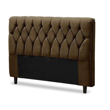 Imagem de Cabeceira Cama Box Casal Queen Size 160cm Eloá Estofada Suede Veludo Premium Marrom