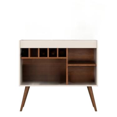 Imagem de Aparador Adega Bar Buffet para Sala de Estar Pés Palito Moderno com Nichos (OFF WHITE FREIJÓ)