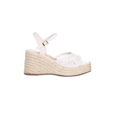 Imagem de Sandália Anabela Loucos E Santos Salto Alto Off White, 37