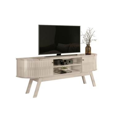 Imagem de Rack para TV até  75 Polegadas Valência 2 Portas Calacata e Off White 183 cm