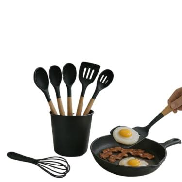 Imagem de Jogo de Utensílios Para Cozinha 12 Peças Silicone e Madeira (Vermelho)