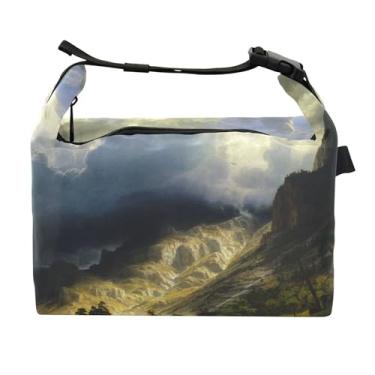 Imagem de TSENQUE Albert Bierstadt Storm Rocky Mountains Lancheira Feminina Lancheira Macia Lancheira para Trabalho Floral Bolsa Térmica para Trabalho