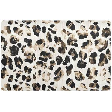 Imagem de TSENQUE Capacho personalizado em aquarela com estampa de pele de leopardo tapete de sapato engraçado à prova d'água, tapete externo absorvente engraçado tapete externo antiderrapante 81 cm x 50 cm
