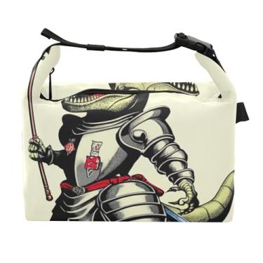 Imagem de TSENQUE Lancheira personalizada Trex com bandeira americana para mulheres adultas com isolamento térmico lancheira macia personalizada para trabalho