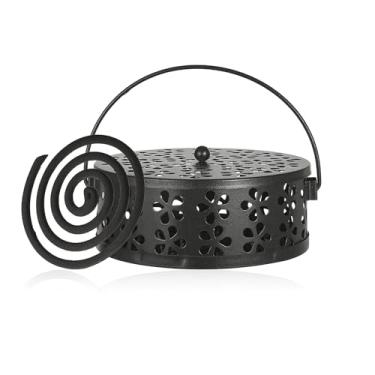 Imagem de ASTIMESA Queimador de incenso suspenso de metal com tampa de alça, bobinas portáteis suporte de incenso ao ar livre 13,5 cm x 11 cm/13,5 x 11 cm (1)