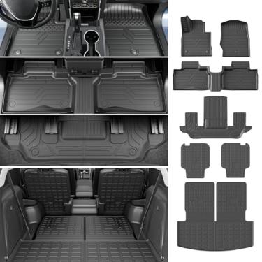 Imagem de powoq Tapete de chão de 6 lugares compatível com 2020-2026 Ford Explorer Cargo Mat Forro TPE 2ª fileira de encosto de porta-malas de reposição para acessórios Ford Explorer 2020-2026