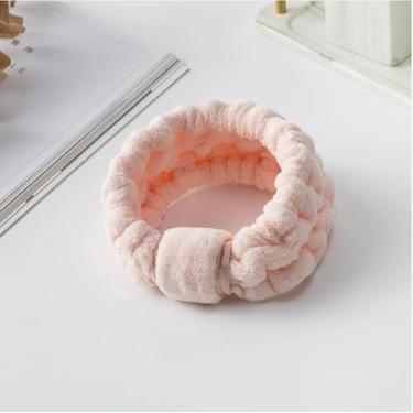 Imagem de Conjunto de pulseiras e cabelo de lã coral, absorvente de água, acabamento em ouro rosa, elástico, maquiagem, ioga, chuveiro, cuidados com a pele, pacote com 3, rosa