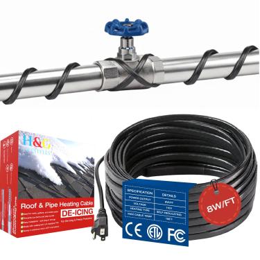 Imagem de H&G lifestyles Fita Térmica De 6 Pés Para Canos Água, Cabo Aquecimento Autorregulável, Traço Anticongelante, Proteção Tubos E Mangueiras Metal Plástico Pvc, 8 Watts/Pé
