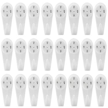 Imagem de 24 Peças de Ganchos Parede Plástico Sem Rastro para Quadros Invisíveis Fácil Instalar Carga Máxima 20lbs Pendurar Chaves Casacos