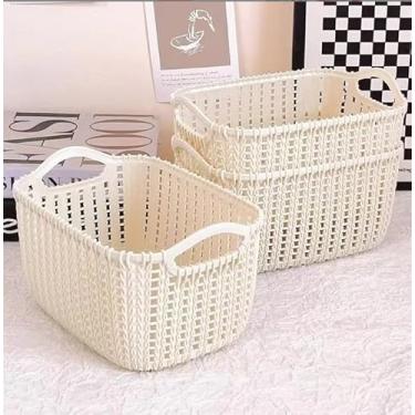Imagem de 1 cesta de armazenamento de plástico – organizador leve durável (20,5 x 14 x 11 cm) para mesa, banheiro, cozinha diversos