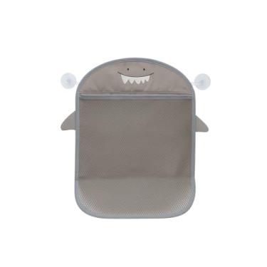 Imagem de Organizador Infantil de Brinquedos para Banheiro com Ventosas | Cesto com Rede de Malha para Secagem e Organização | Suporte para Parede – Mantém Brinquedos Aéreos e Arrumado (Tubarão Cinza)
