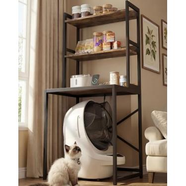 Imagem de Heybly Caixa de areia, prateleira de armazenamento de areia de gato de madeira para móveis para robô autolimpante 3 e 4, robô de caixa de areia grande com estação de carregamento para tamanho de caixa