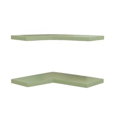 Imagem de Kit prateleira de canto cantoneira em L - 2 unidades em MDF para Quartos, Cozinhas e Salas, Organização Prática e Espaçosa para Objetos e Decorações(Verde)