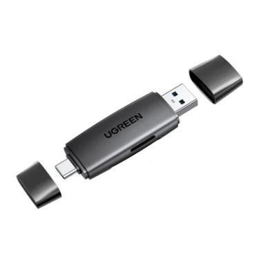 Imagem de Leitor De Cartão 2 Em 1 Ugreen 80191 Usb A + Usb-c Super Prático