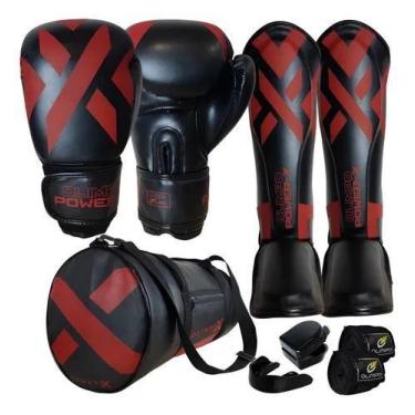 Imagem de Kit Muay Thai Luva Caneleira Bolsa Bandagem Bocal PowerX - Power-X, Pr