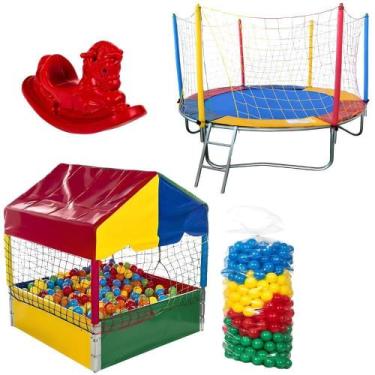 Imagem de Cama Elástica 2,30 Piscina de Bolinha 1,00m 500 Bolinhas Gangorra 1 Lu