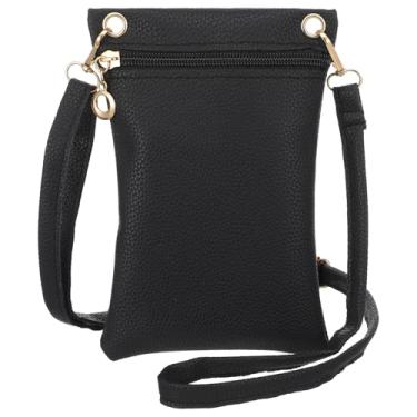 Imagem de Hecila Bolsa tiracolo para telefone feminina de couro PU, bolsa transversal, bolsa de ombro pequena, mini carteira para celular, alça de ombro ajustável, capa de telefone RFID para viagens de compras