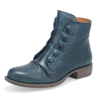 Imagem de Miz Mooz Botas femininas de cano curto e baixo com zíper e salto de 2,5 cm Louise – Botas femininas feitas à mão – cano curto e baixo, Oceano, 9.5
