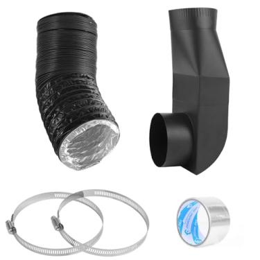 Imagem de Ventilador de secador de periscópio de aço inoxidável atualizado, kit de cotovelo reto de 90°, adequado para todas as aberturas de secadora de 10 cm, duto de exaustão de espaços apertados, ventilação