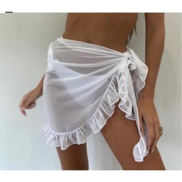 Imagem de Saia Curta De Biquíni Com Babados Em 6 Cores Para Mulheres, Proteção S