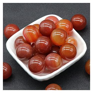 Imagem de Bola de transferência de ágata de cristal de aura redonda natural não porosa de 20 mm amostra de pedra preciosa polida decoração de aquário doméstico 1 peça (cor: ágata vermelha, tamanho: 20 mm)