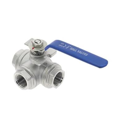 Imagem de Válvula esférica de três vias de aço inoxidável 304 tipo T tipo 1/10.2 cm 3/20.3 cm 1/5.1 cm 3/10.2 cm 2.5 cm DN8 DN10 DN15 DN20 DN25 rosca fêmea (DN32, tipo T)