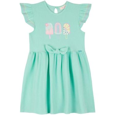 Imagem de Vestido Infantil Canelado Verde Estampa Sorvetinho Kukiê-Feminino