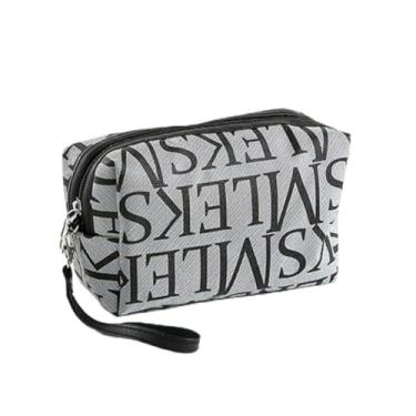 Imagem de Bolsa feminina octogonal de PVC – elegante bolsa impermeável, organizador multifuncional de grande capacidade com zíper suave, Cinza, Casual
