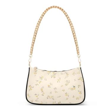 Imagem de Bolsa de ombro feminina com flores vermelhas amarelas florais Hobo Bolsas pequenas bolsas de mão bolsas axilas, A2564, Small