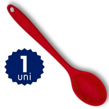 Imagem de Colher Silicone Cabo de Inox para Servir Arroz Utensilio de Silicone -